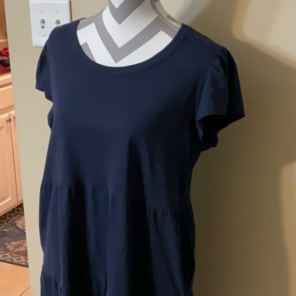 Navy Blue Dress with Ruffle Sleeves by Time & Tru - Size Medium - Picture 2 of 6